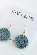 That's Sew Me Mandala Print Dangle Earrings, Clay