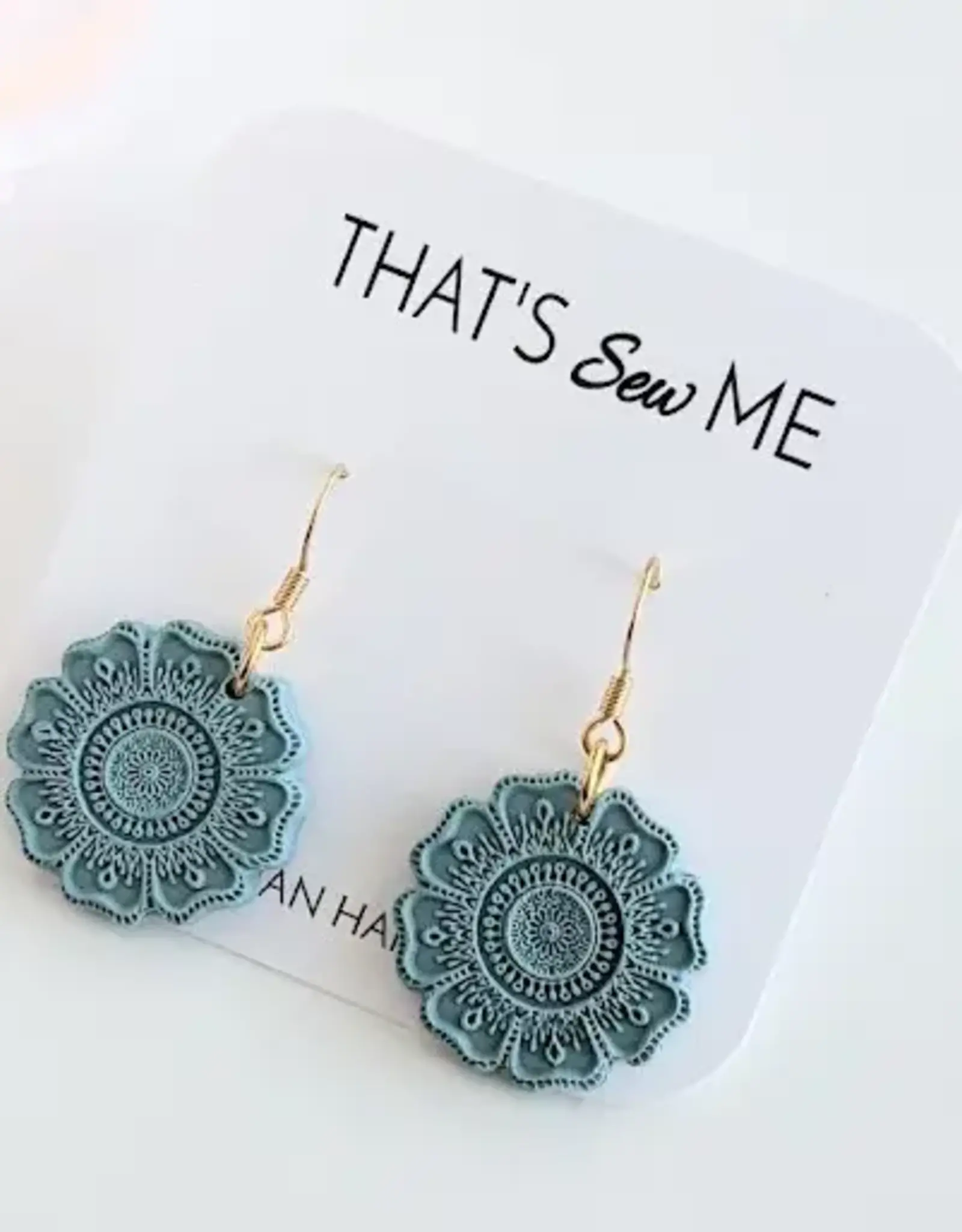 That's Sew Me Mandala Print Dangle Earrings, Clay