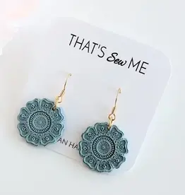 That's Sew Me Mandala Print Dangle Earrings, Clay