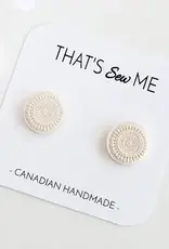 That's Sew Me Ivory Textured Stud Earrings, Clay