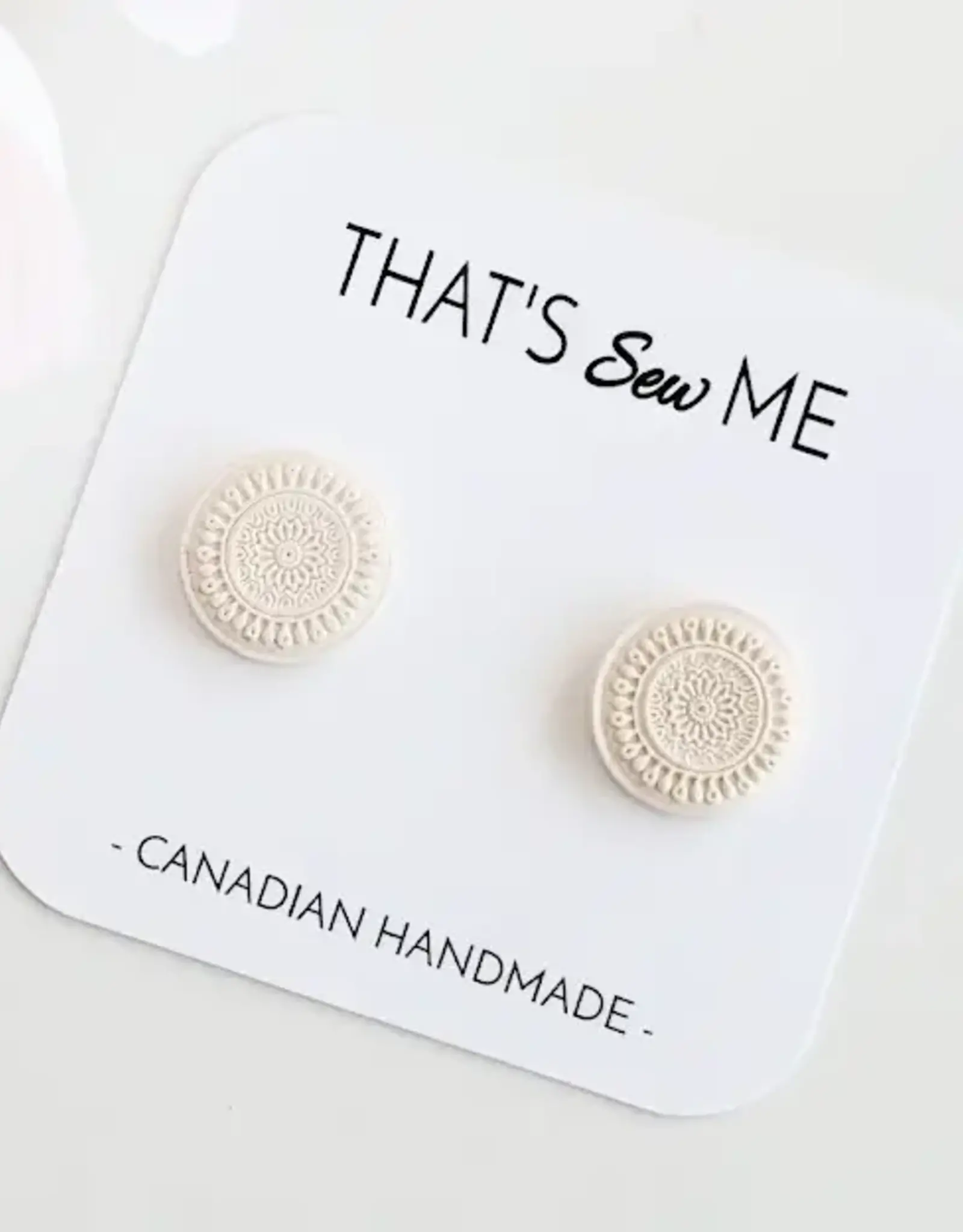 That's Sew Me Ivory Textured Stud Earrings, Clay