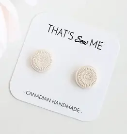That's Sew Me Ivory Textured Stud Earrings, Clay