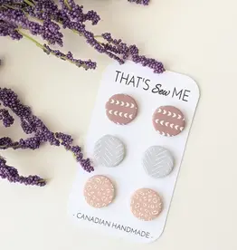 That's Sew Me Brooklyn Stud Earrings Trio Pack, Clay