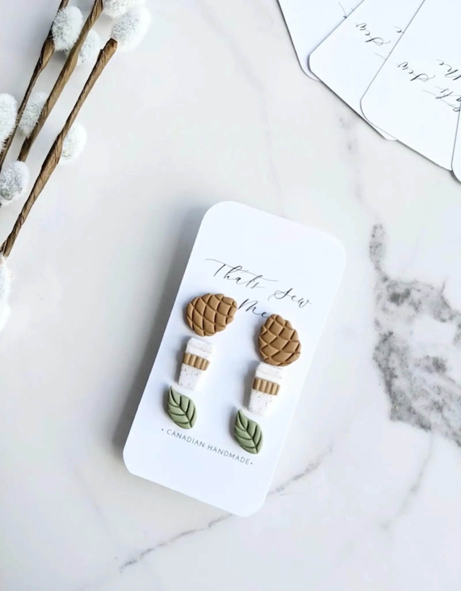 That's Sew Me Fall Stud Earrings Trio Pack, Clay