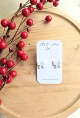 That's Sew Me Bow Clay Stud Earrings, Speckled White