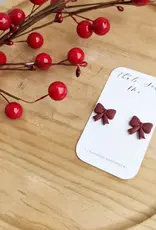 That's Sew Me Bow Clay Stud Earrings, Deep Red