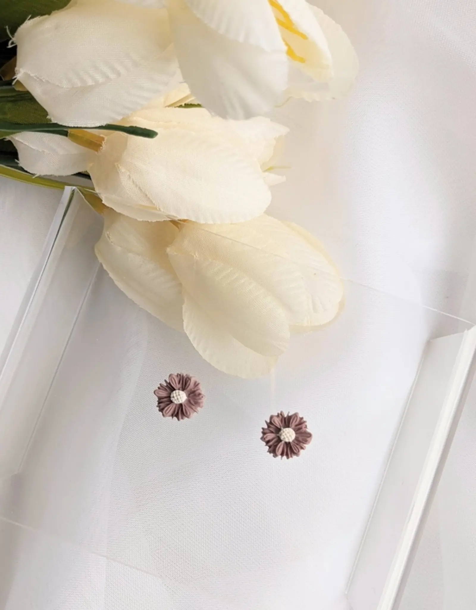 That's Sew Me Mini Daisy Clay Stud Earrings , Dark Mauve