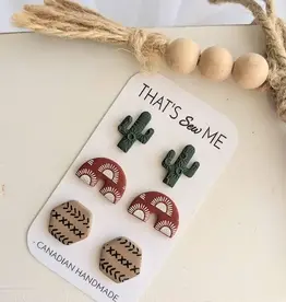 That's Sew Me Boho Stud Trio Pack Earrings , Clay