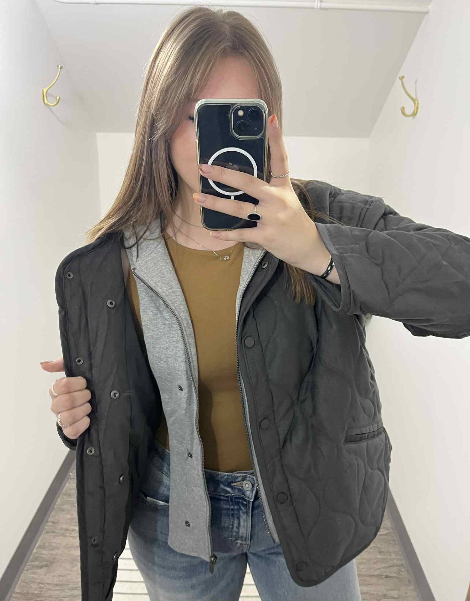 Quilted Jacket Detachable Hood