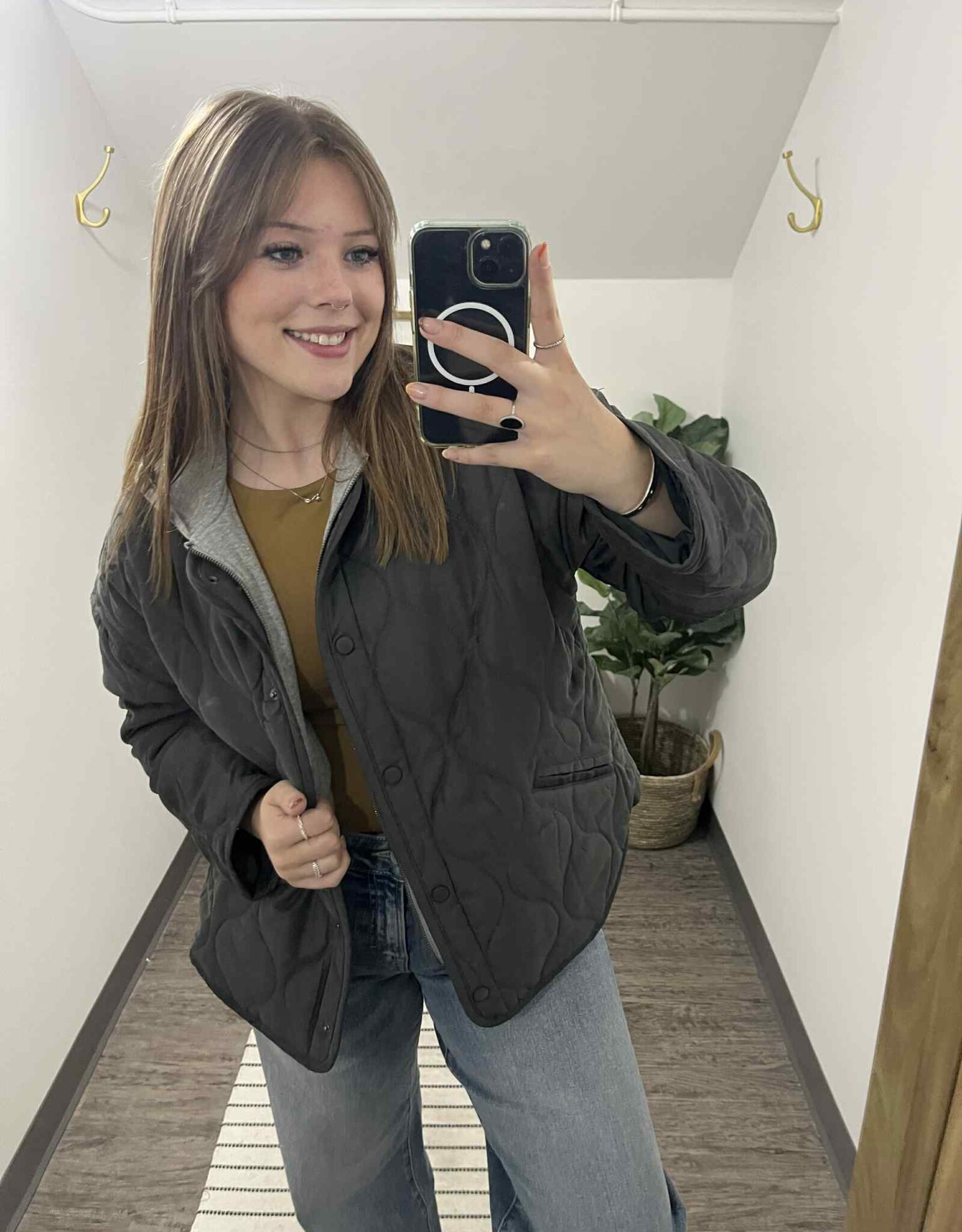 Quilted Jacket Detachable Hood