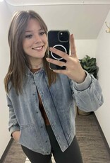 Denim Bomber Jacket w/ Pockets