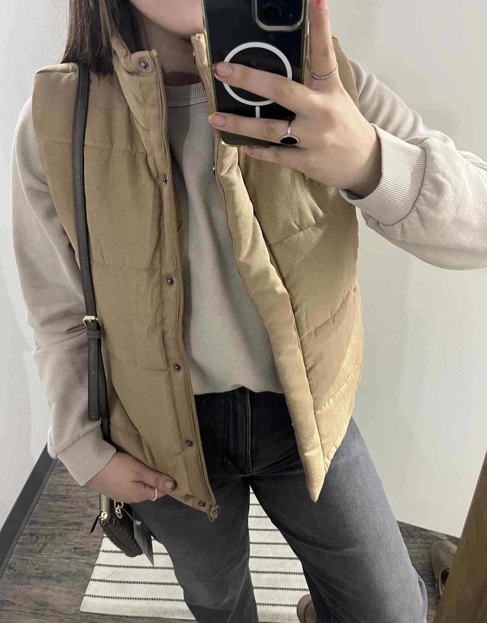 Suede Puffer Vest