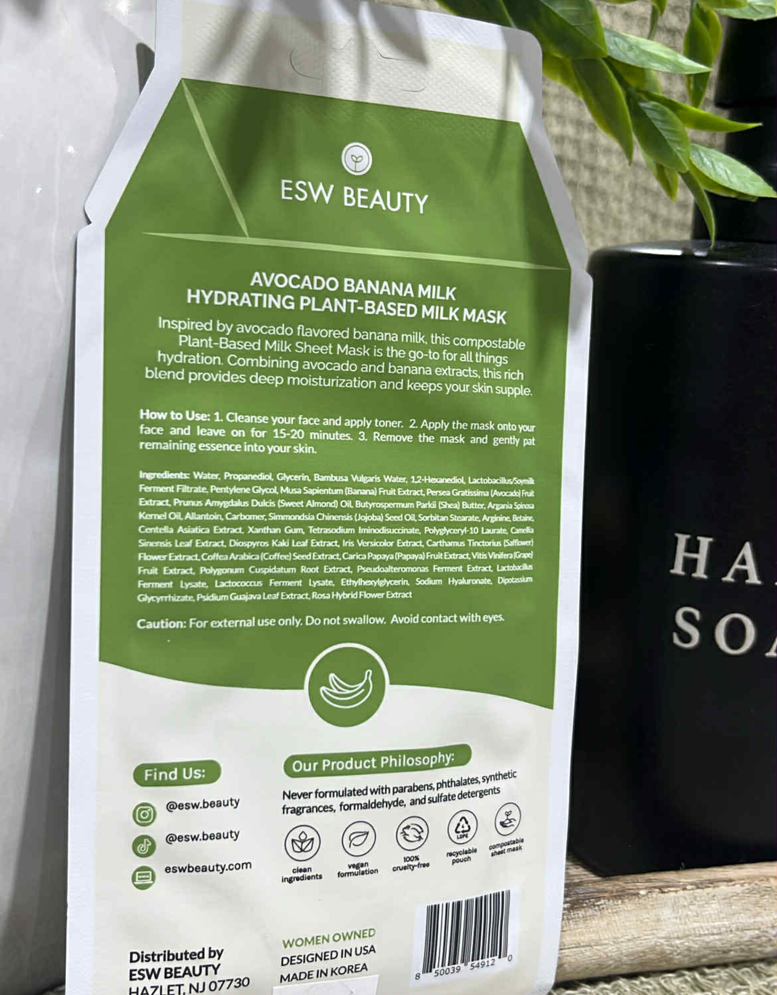 ESW Beauty Avocado Banana Milk Hydrating Sheet Mask