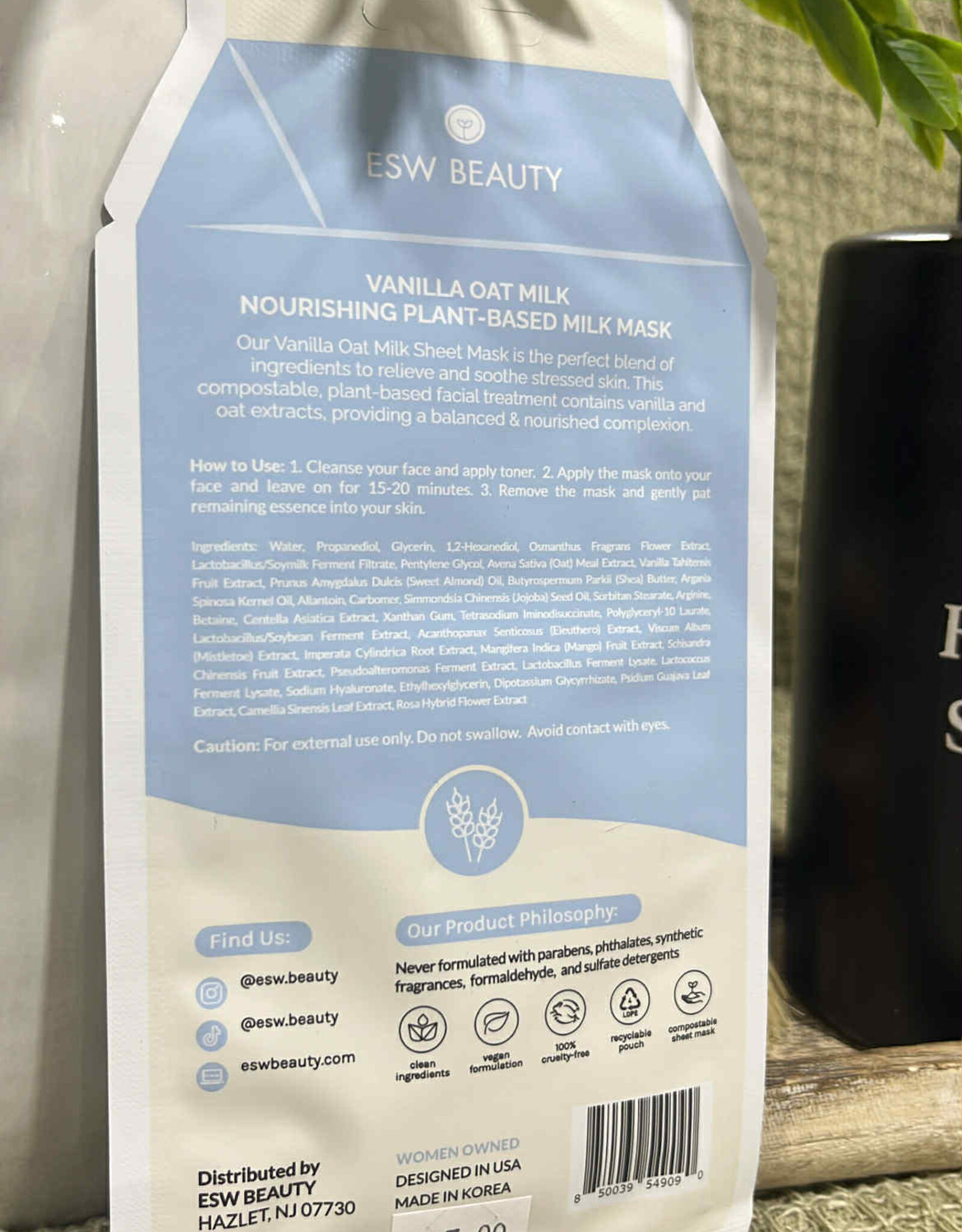 ESW Beauty Vanilla Oat Milk Nourishing Sheet Mask