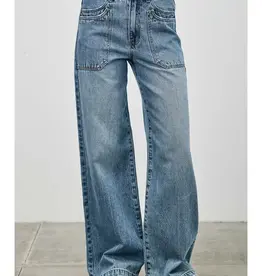 Saige Denim High Rise Double Pocket Wide Leg Jeans