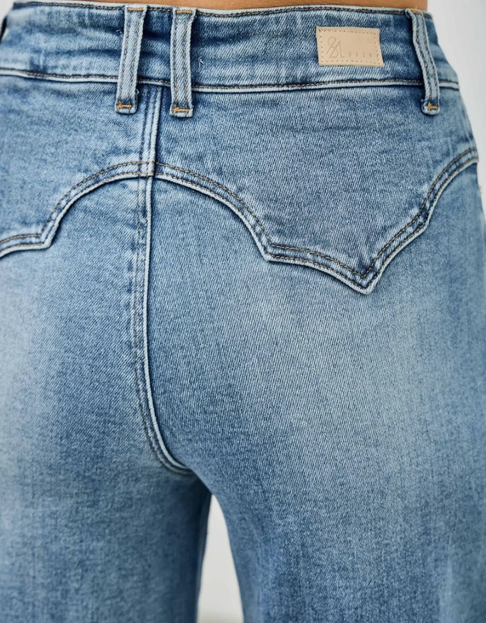 Saige Denim High Rise Double Pocket Wide Leg Jeans