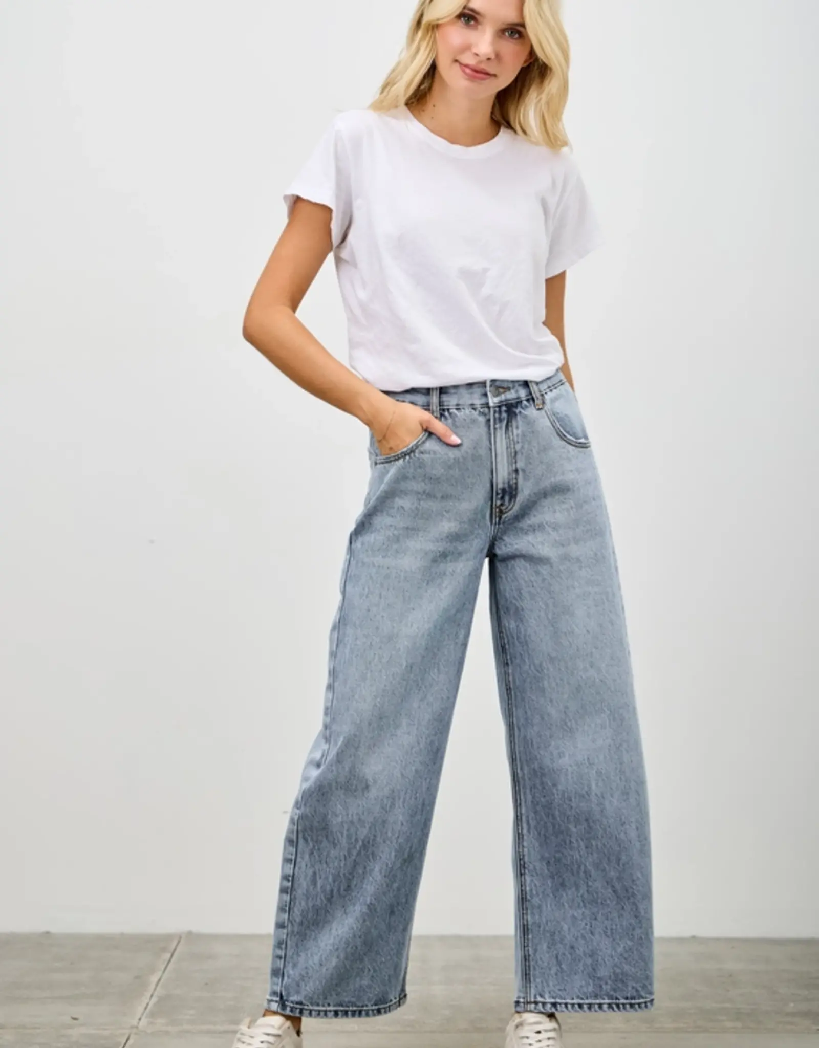 Saige Denim High Rise Curve Barrel Leg Jeans
