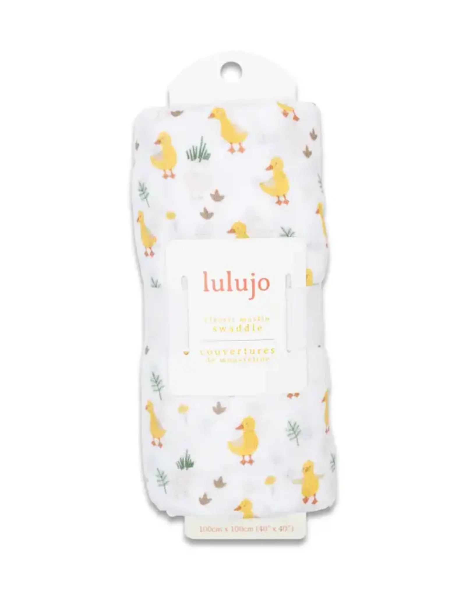 Lulujo Muslin Cotton Swaddle Blanket - Ducks