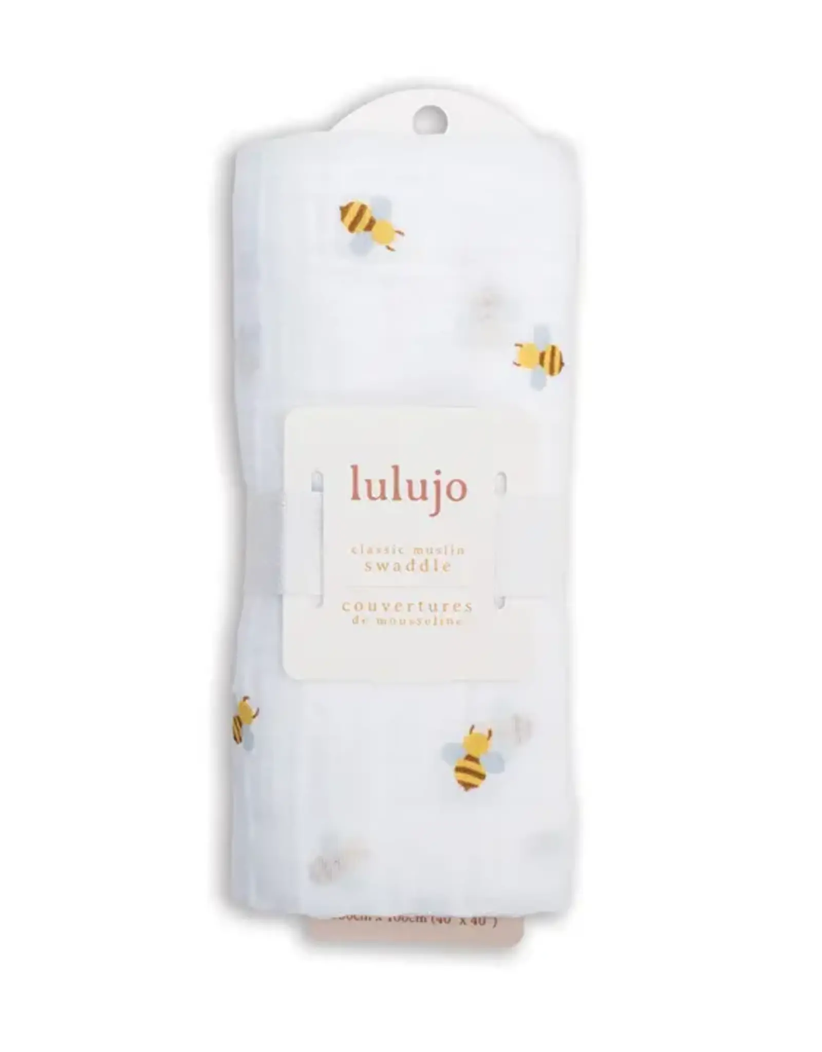 Lulujo Muslin Cotton Swaddle Blanket - Large - Bees
