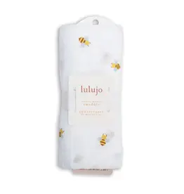 Lulujo Muslin Cotton Swaddle Blanket - Large - Bees