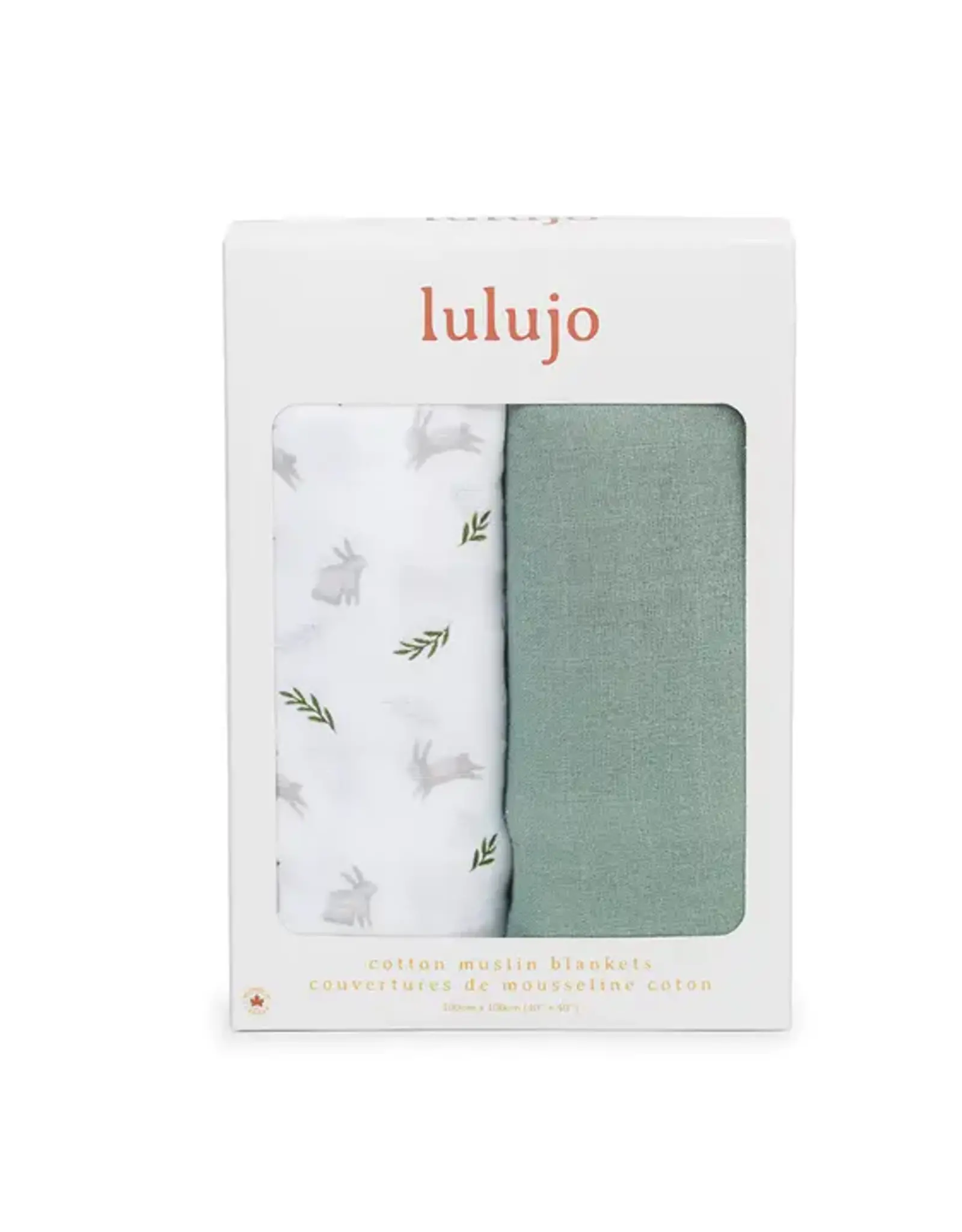 Lulujo 2-pack Cotton Swaddle - Bunnies/ Fern
