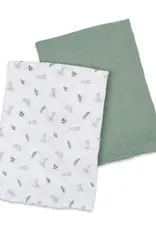 Lulujo 2-pack Cotton Swaddle - Bunnies/ Fern