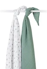 Lulujo 2-pack Cotton Swaddle - Bunnies/ Fern