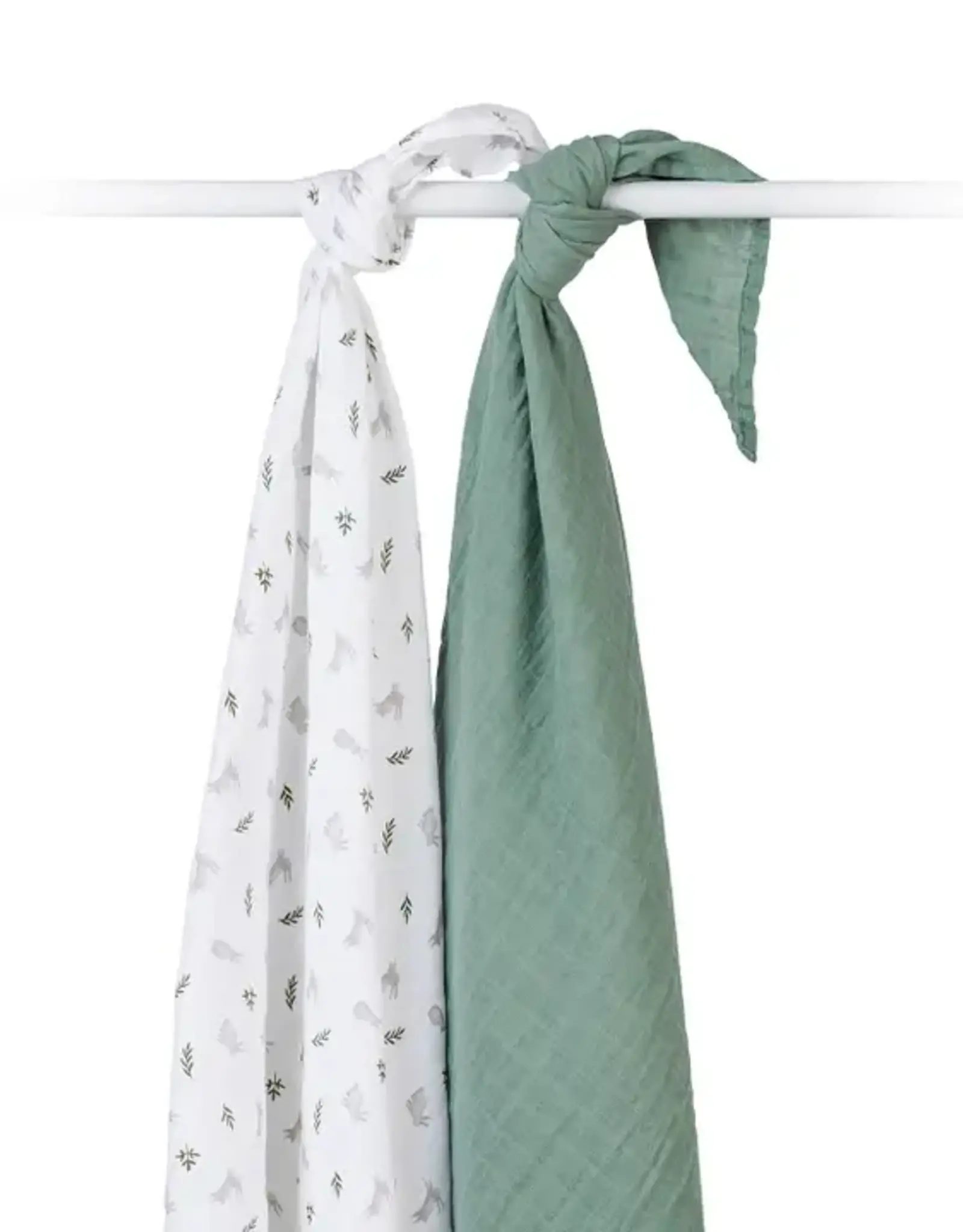 Lulujo 2-pack Cotton Swaddle - Bunnies/ Fern