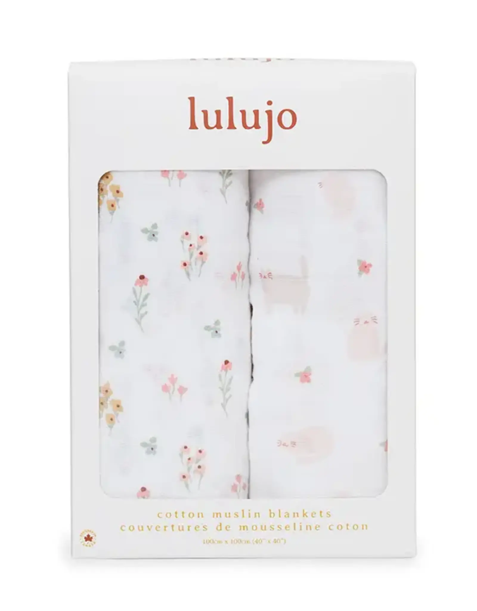 Lulujo 2-pack Cotton Swaddle -Kitty Cat/ Flower Field