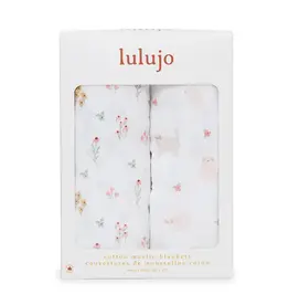 Lulujo 2-pack Cotton Swaddle -Kitty Cat/ Flower Field