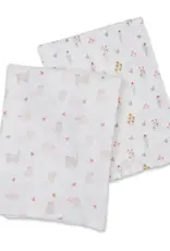 Lulujo 2-pack Cotton Swaddle -Kitty Cat/ Flower Field