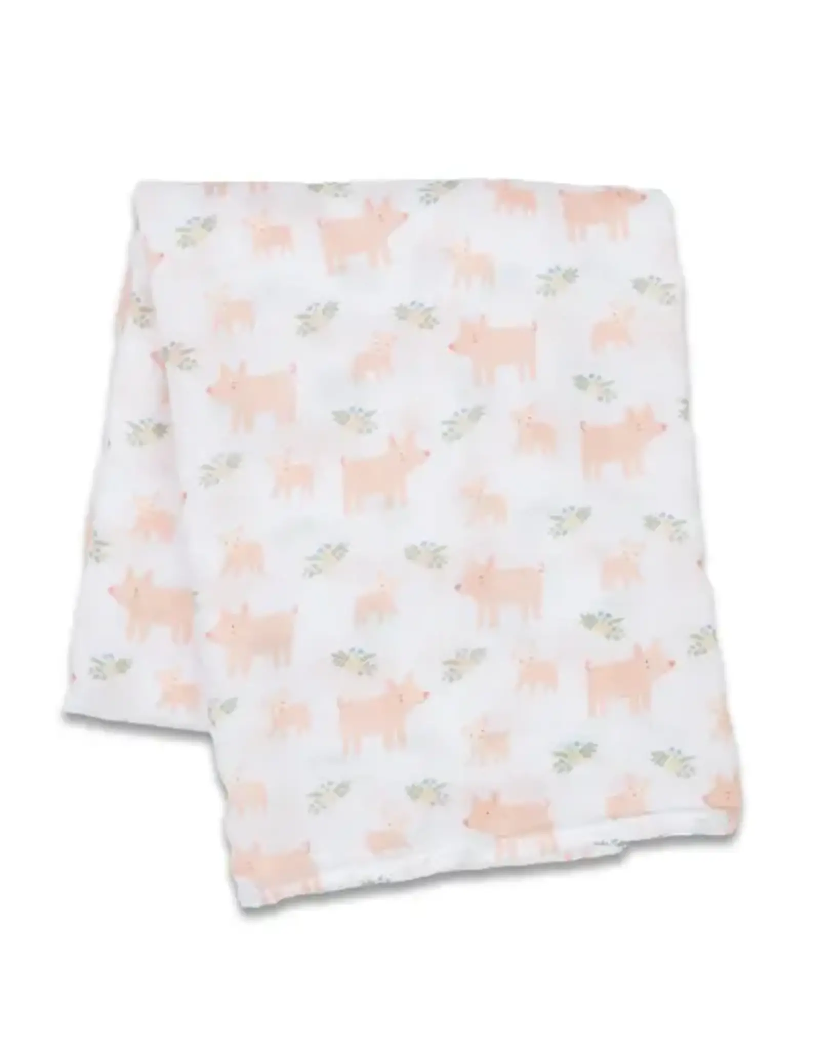 Lulujo Muslin Cotton Swaddle Blanket - Piggy