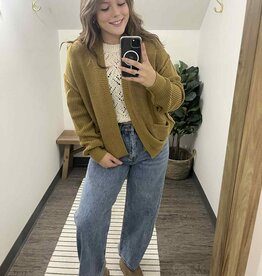 Chunky Knit Raw Hem Cardigan