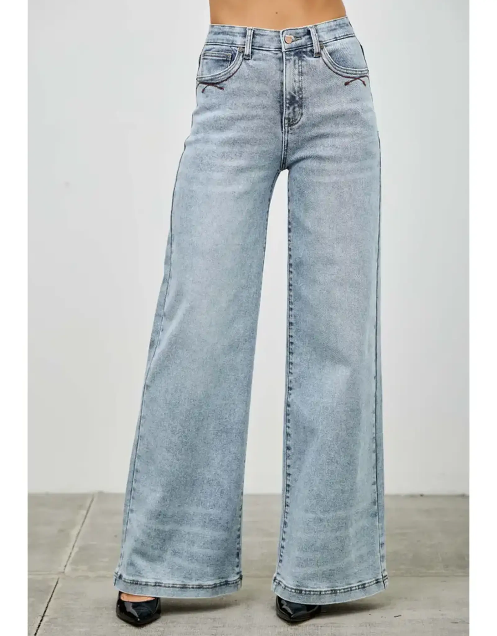 Saige Denim High Rise Light Wash Wide Leg Jeans