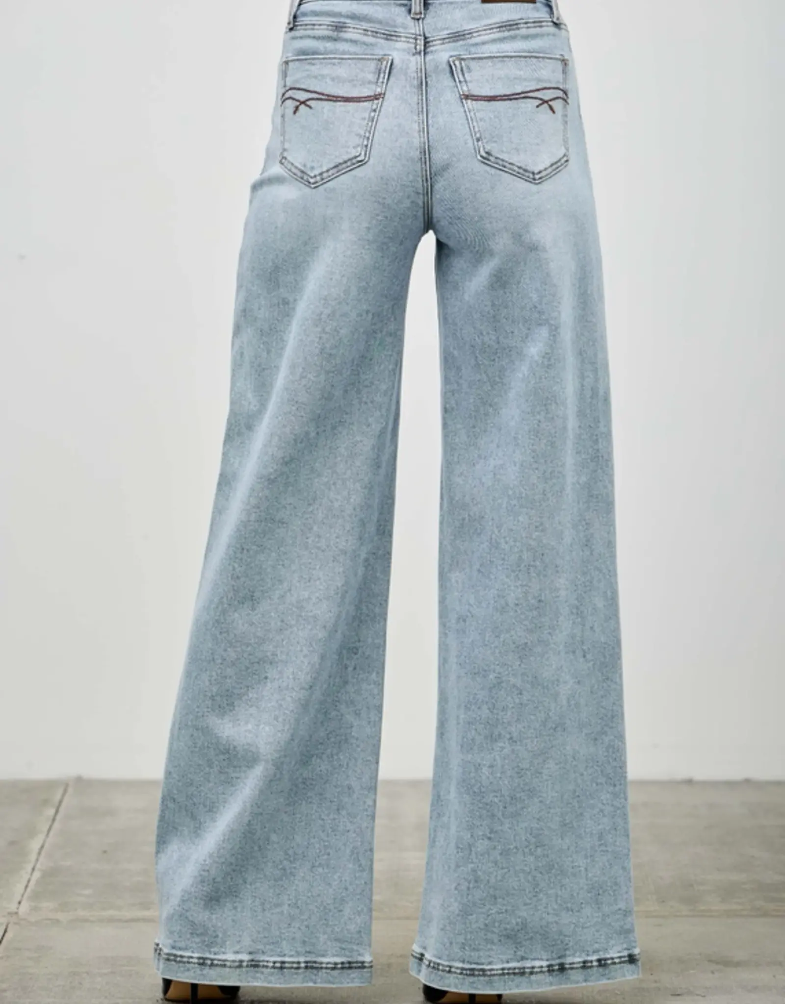 Saige Denim High Rise Light Wash Wide Leg Jeans