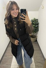 Hooded Zipper Down Longline Puffer Vest