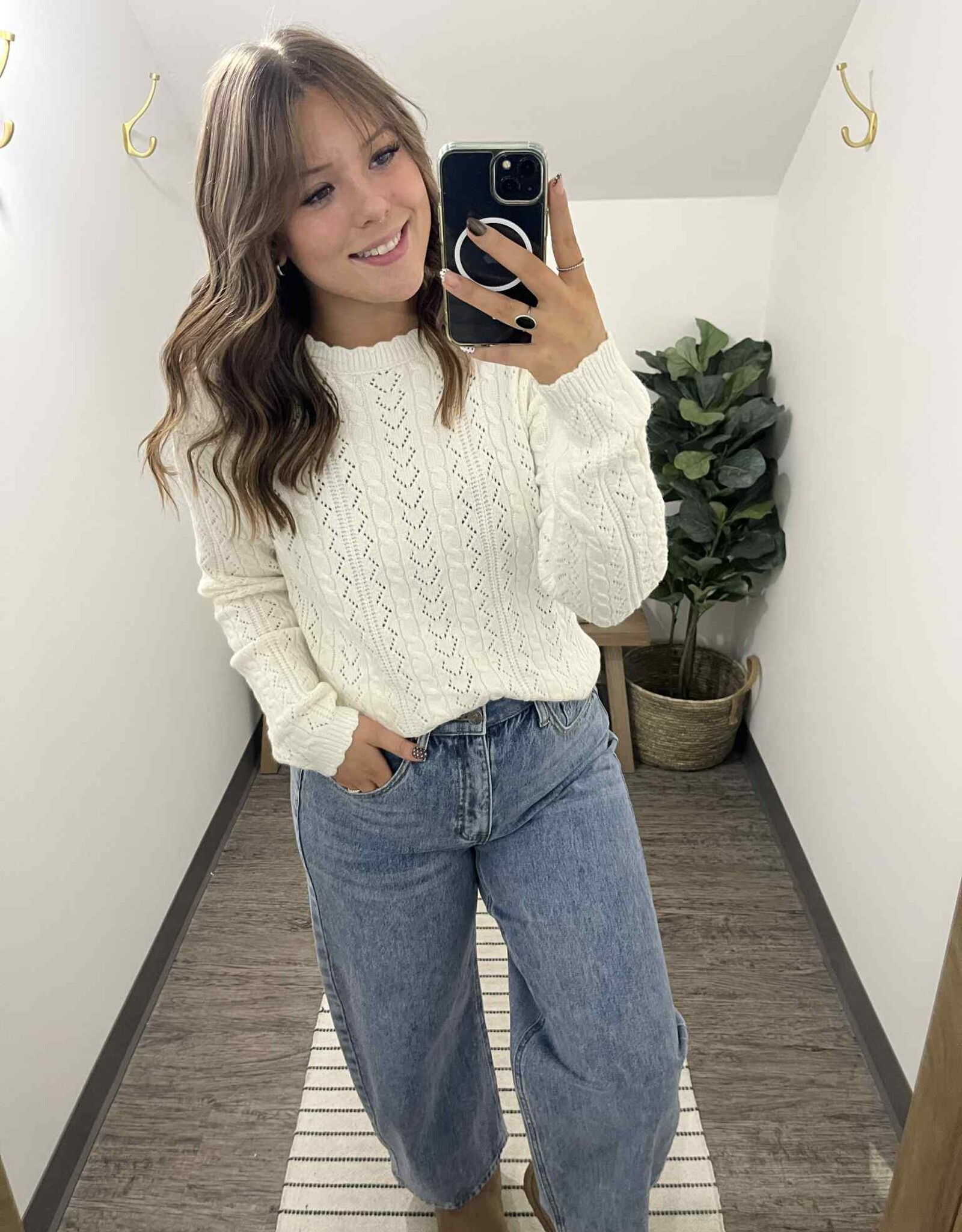 Scallop Edge Knit Sweater