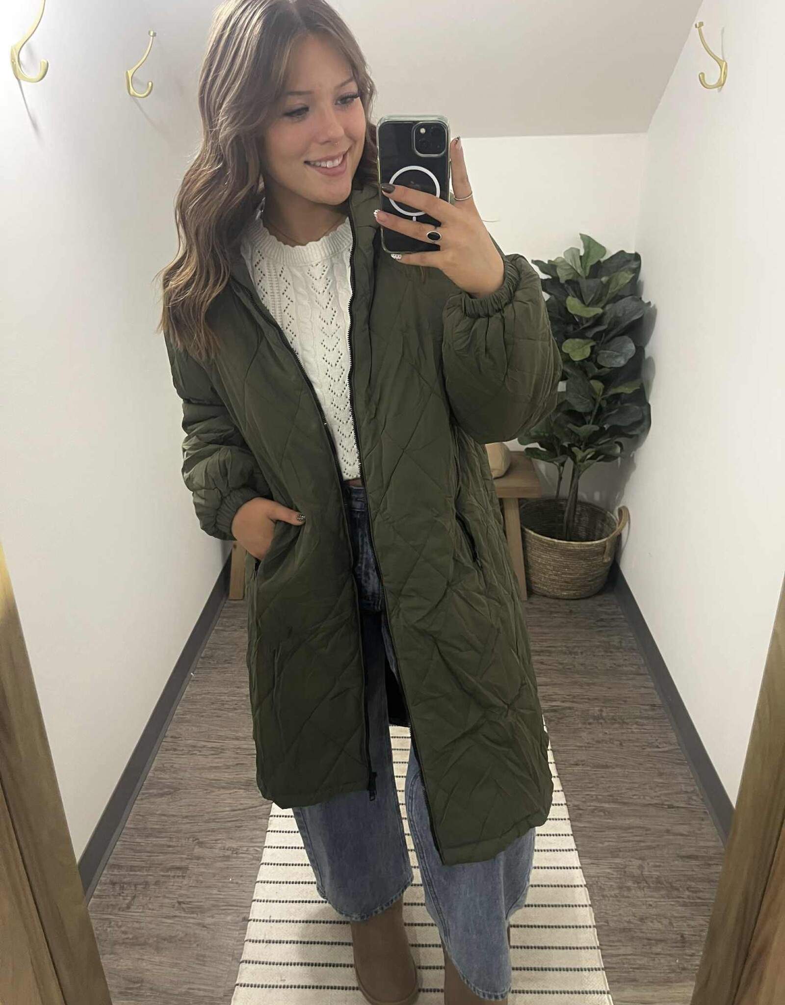 Longline Quilted Puffer Jacket