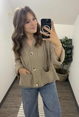 Button Down Cable Knit Cardigan