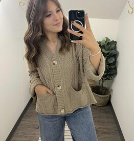 Button Down Cable Knit Cardigan