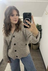 Button Down Fuzzy Knit Cardigan, Latte Button Down Fuzzy Knit Cardigan, Latte