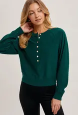 Half Button Henley Knit Sweater