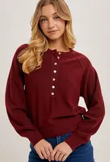 Half Button Henley Knit Sweater