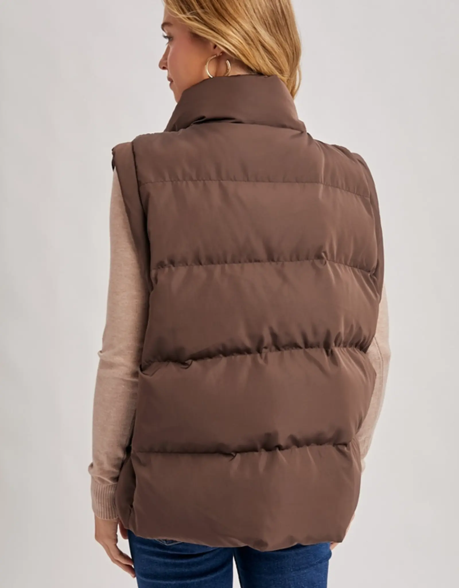 Funnel Neck Quilted Puffer Vest
