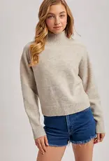 Ribbed Mock Neck Knit Sweater