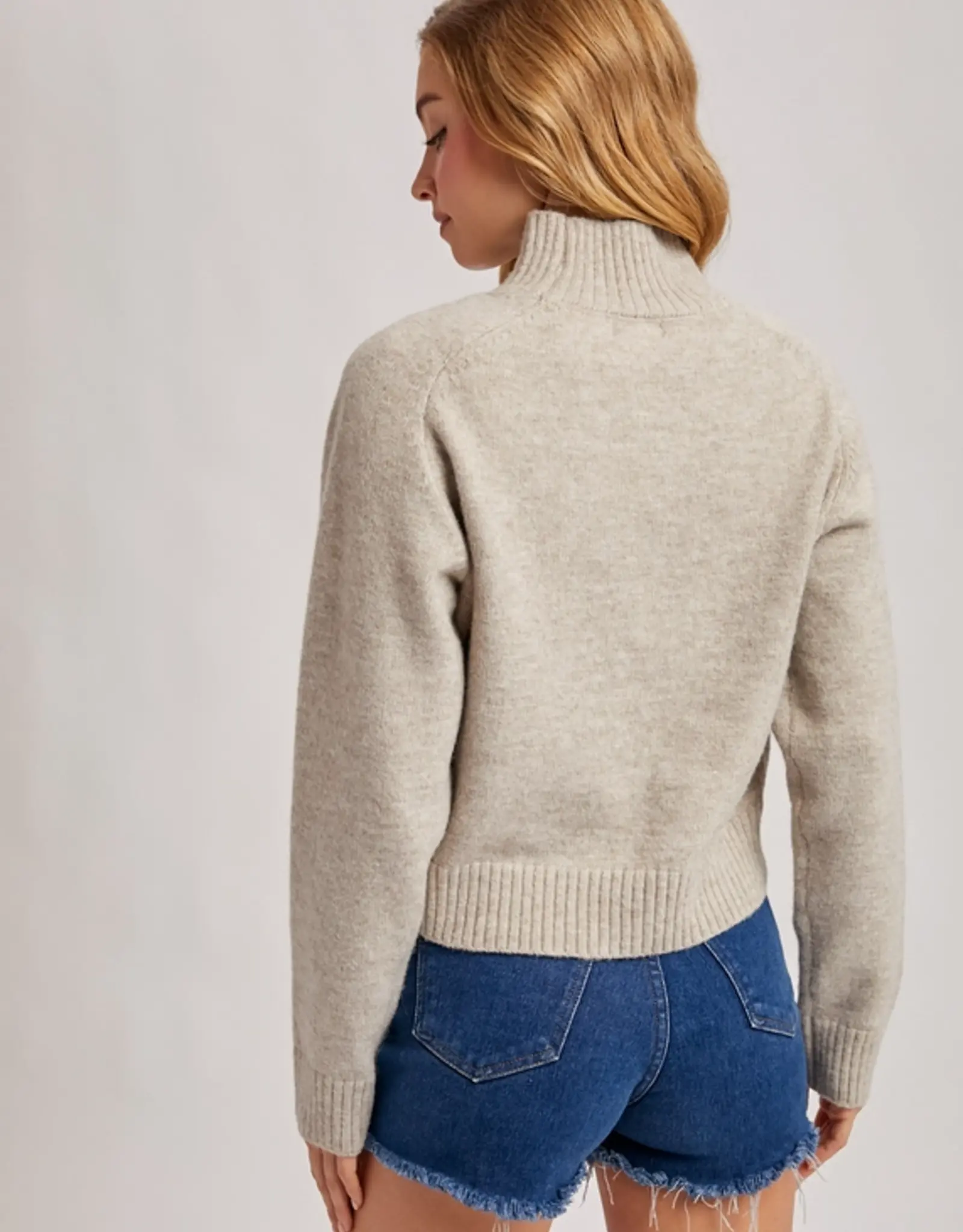 Ribbed Mock Neck Knit Sweater