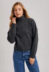Ribbed Mock Neck Knit Sweater