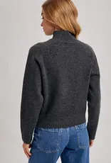 Ribbed Mock Neck Knit Sweater