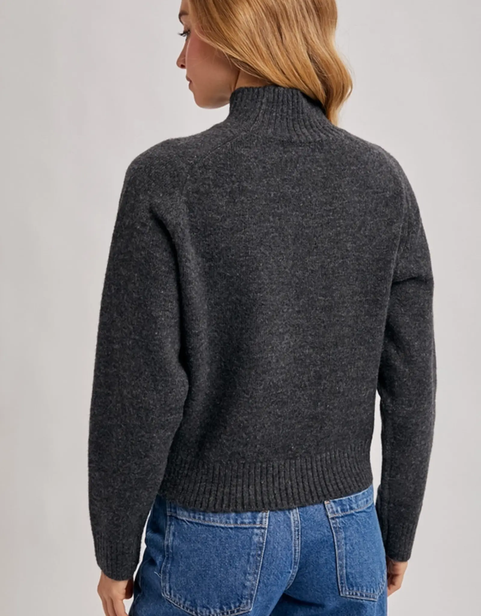 Ribbed Mock Neck Knit Sweater