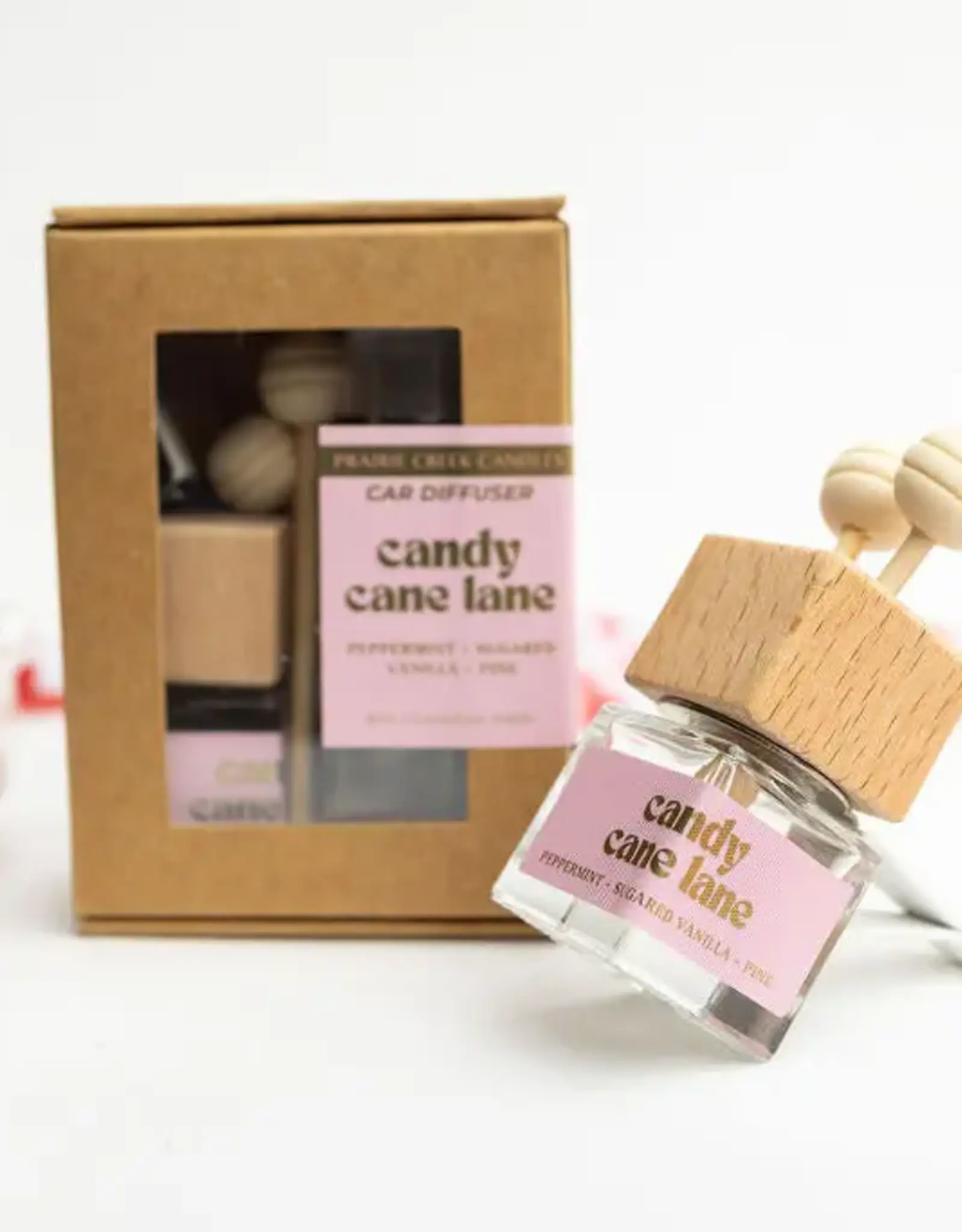 Prairie Creek Candles Car Diffuser, Candy Cane Lane
